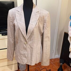 Allen B. By Allen Schwartz Beige Checkered Blazer